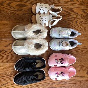 Toddler Size 7 Shoe Lot- Black, Pink, White, Gold